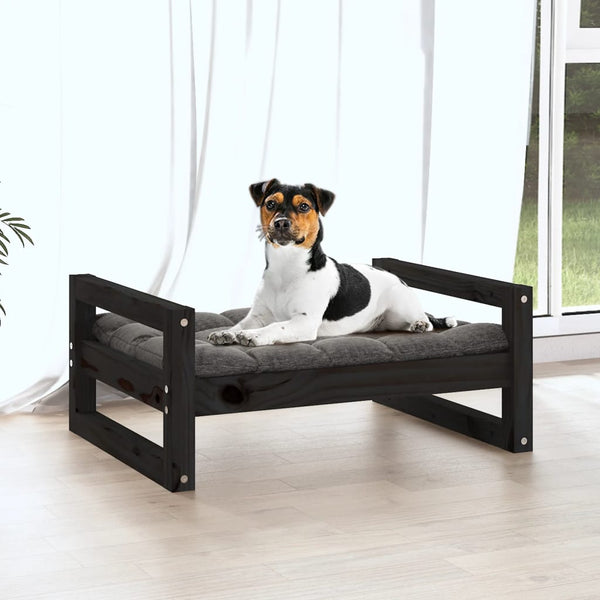 Schwarzes Hundebett aus Kiefernholz 55,5x45,5 cm