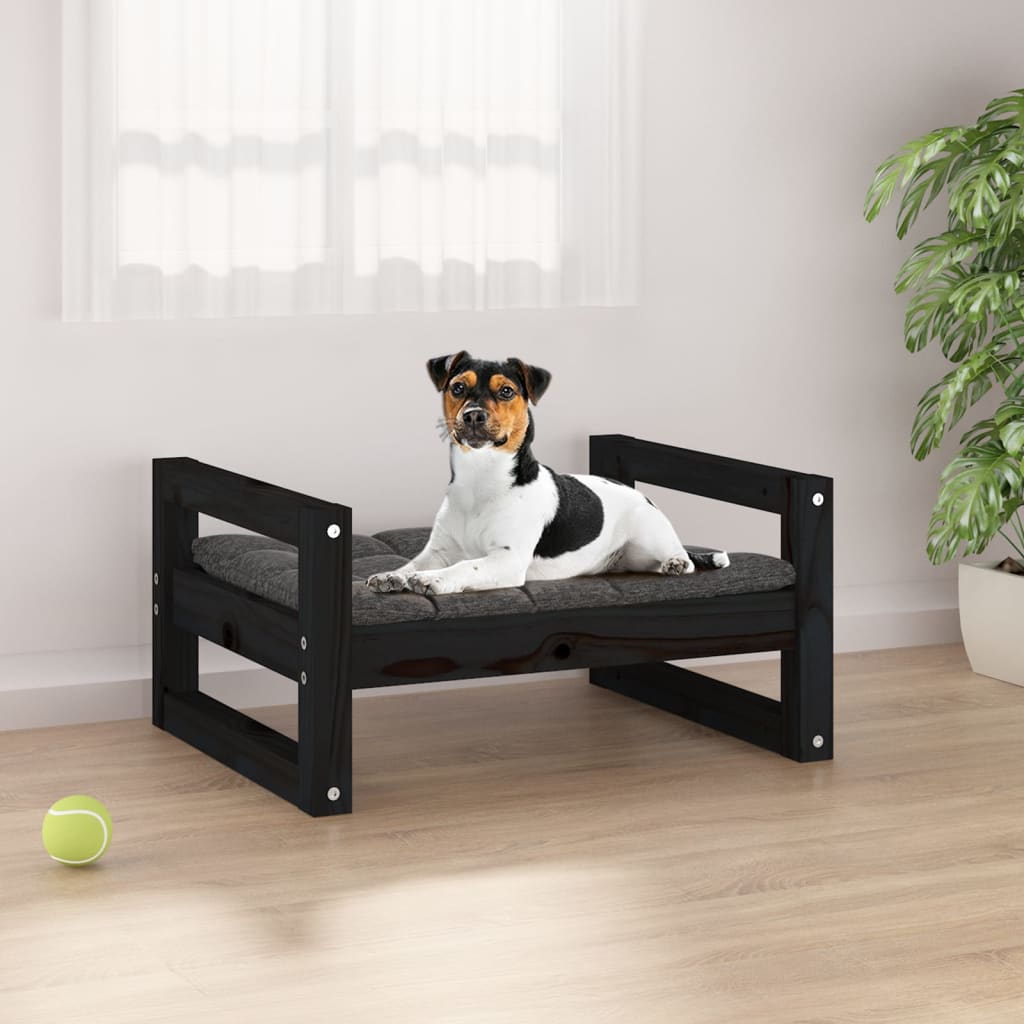 Schwarzes Hundebett aus Kiefernholz 55,5x45,5 cm