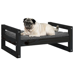 Schwarzes Hundebett aus Kiefernholz 65,5x50,5 cm