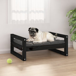 Schwarzes Hundebett aus Kiefernholz 65,5x50,5 cm