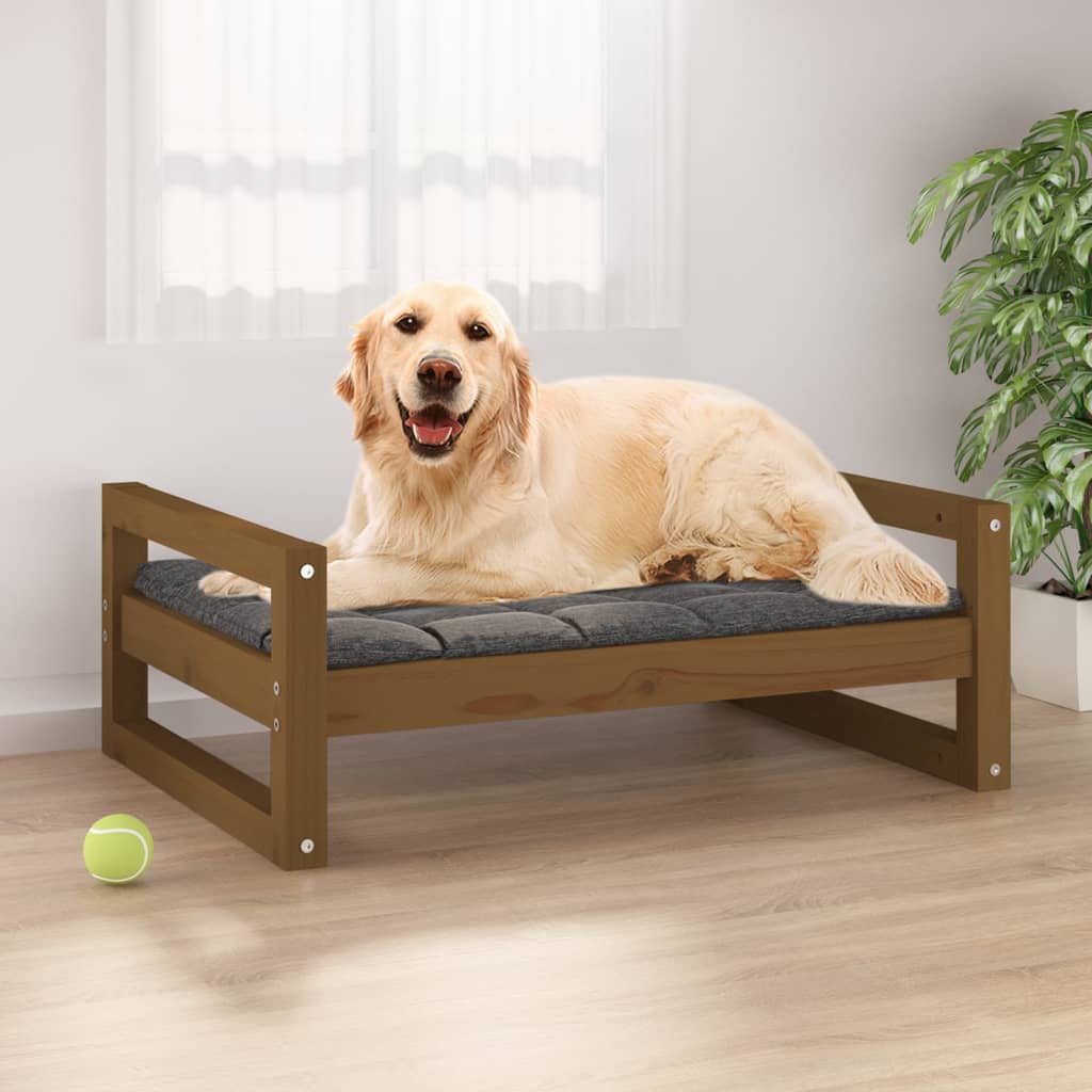 Hundebett Kiefer Massivholz Honigbraun