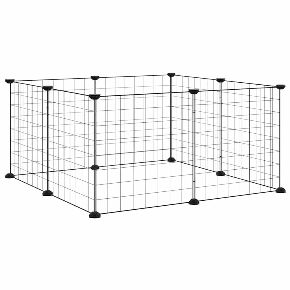 8-Panel-Haustierkäfig Schwarz 35x35 cm Stahl