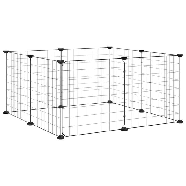 8-Panel-Haustierkäfig mit Tür Schwarz 35x35 cm Stahl