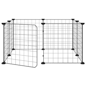 8-Panel-Haustierkäfig mit Tür Schwarz 35x35 cm Stahl