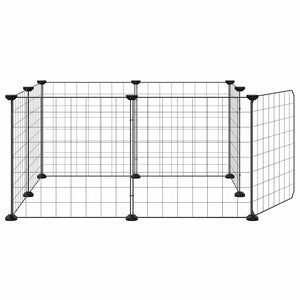 8-Panel-Haustierkäfig mit Tür Schwarz 35x35 cm Stahl