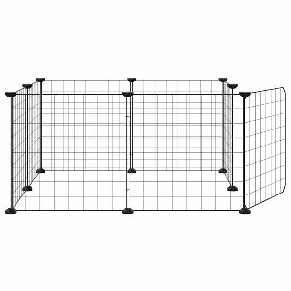 8-Panel-Haustierkäfig mit Tür Schwarz 35x35 cm Stahl