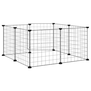 8-Panel-Haustierkäfig mit Tür Schwarz 35x35 cm Stahl