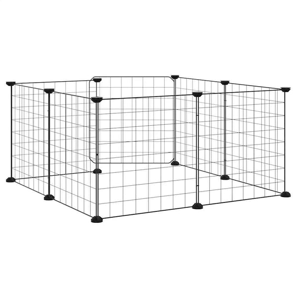 8-Panel-Haustierkäfig mit Tür Schwarz 35x35 cm Stahl