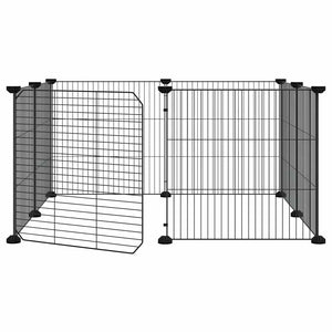 8-Panel-Haustierkäfig mit Tür Schwarz 35x35 cm Stahl