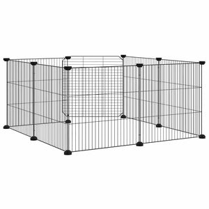 8-Panel-Haustierkäfig mit Tür Schwarz 35x35 cm Stahl