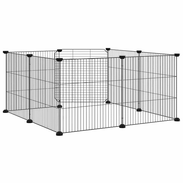 8-Panel-Haustierkäfig mit Tür Schwarz 35x35 cm Stahl