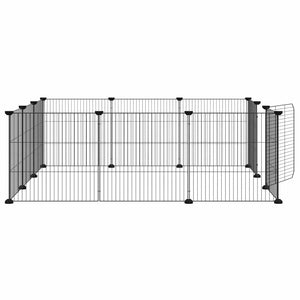 12-Panel-Haustierkäfig mit Tür Schwarz 35x35 cm Stahl