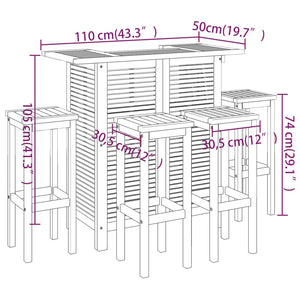 5-tlg. Gartenbar-Set Massivholz Akazie