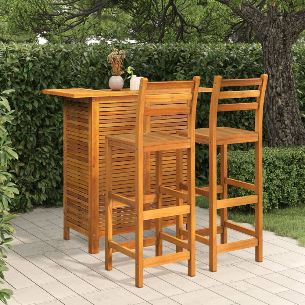 3-tlg. Gartenbar-Set Massivholz Akazie