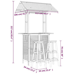 3-tlg. Gartenbar-Set Massivholz Akazie