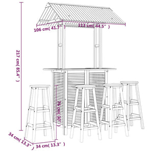 5-tlg. Gartenbar-Set Massivholz Akazie