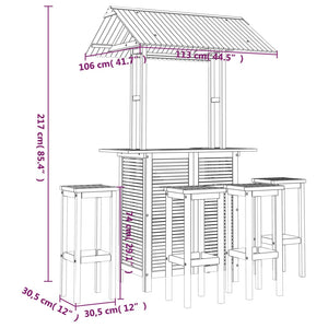 5-tlg. Gartenbar-Set Massivholz Akazie