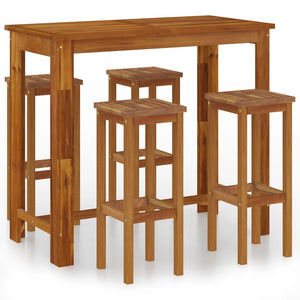 5-tlg. Gartenbar-Set Massivholz Akazie