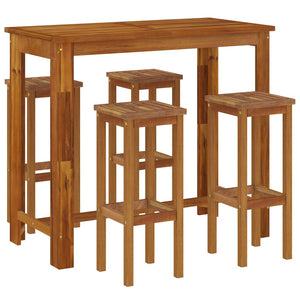 5-tlg. Gartenbar-Set Massivholz Akazie