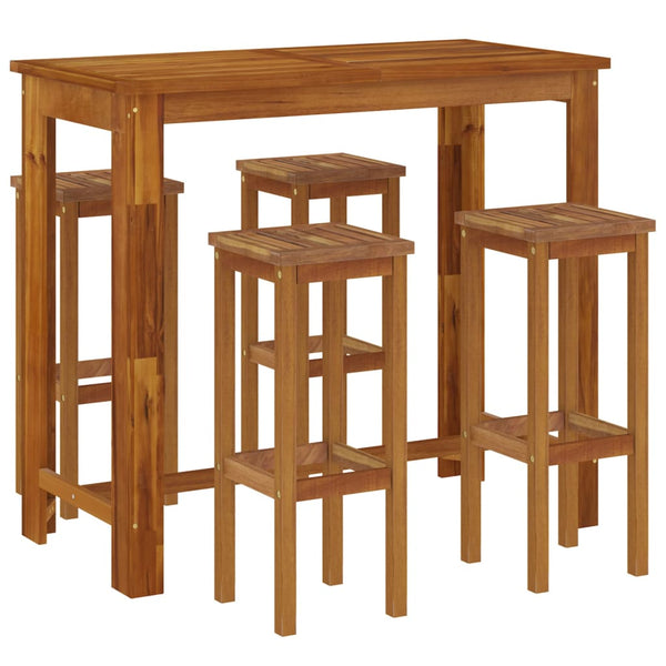5-tlg. Gartenbar-Set Massivholz Akazie