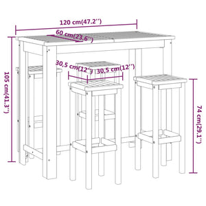 5-tlg. Gartenbar-Set Massivholz Akazie