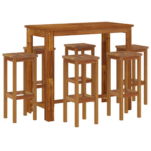 7-tlg. Gartenbar-Set Massivholz Akazie