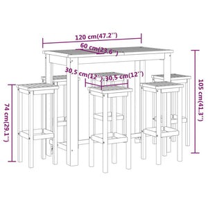 7-tlg. Gartenbar-Set Massivholz Akazie