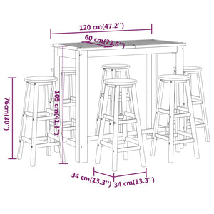7-tlg. Gartenbar-Set Massivholz Akazie
