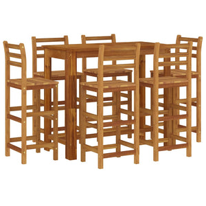 7-tlg. Gartenbar-Set Massivholz Akazie
