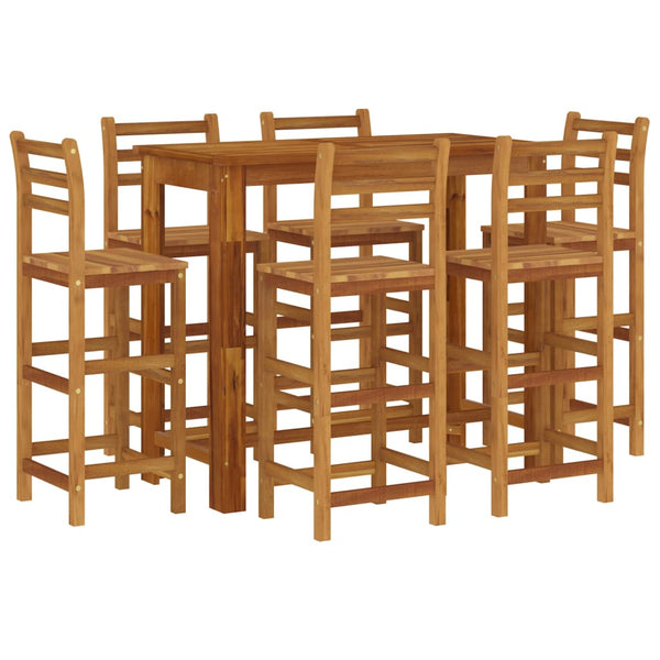 7-tlg. Gartenbar-Set Massivholz Akazie