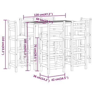 7-tlg. Gartenbar-Set Massivholz Akazie