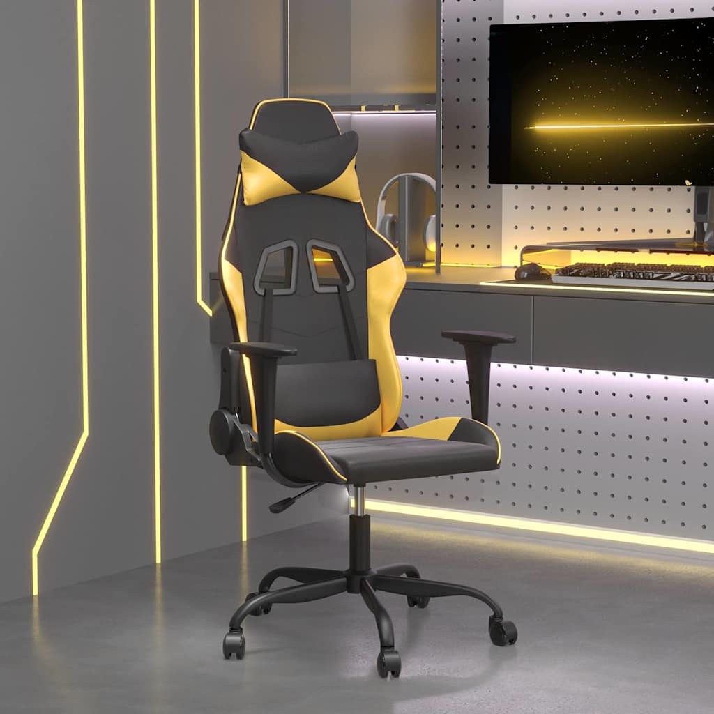 Gaming Stuhl mit Massage Schwarz & Gold