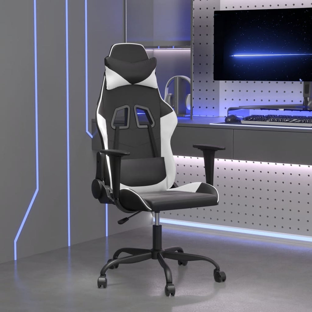 Gaming-Stuhl mit Massage Schwarz/Weiß