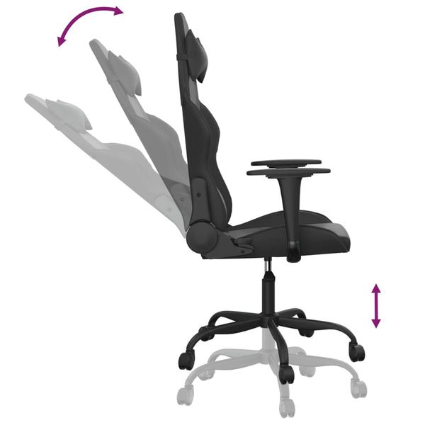 Gaming Stuhl mit Massage Schwarz Kunstleder