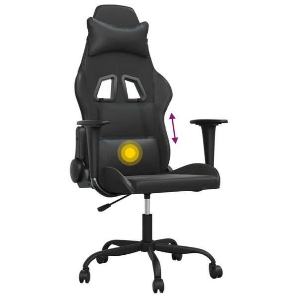 Gaming Stuhl mit Massage Schwarz Kunstleder