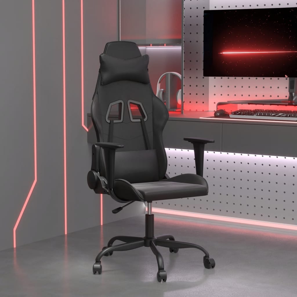 Gaming Stuhl mit Massage Schwarz Kunstleder