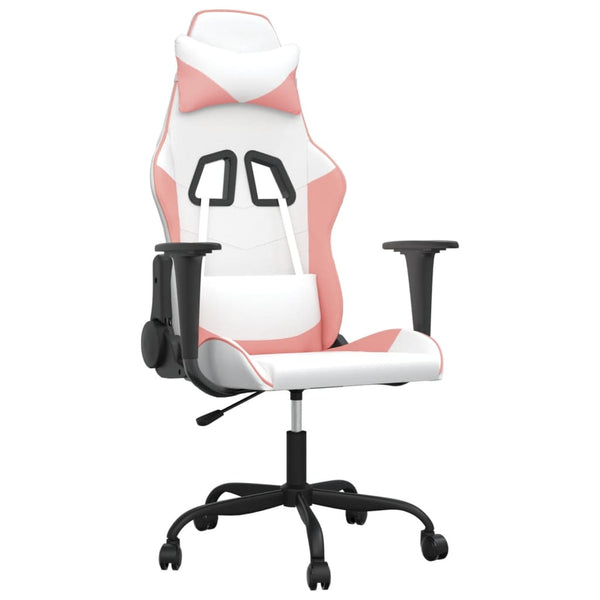 Gaming Stuhl mit Massage Weiß/Rosa
