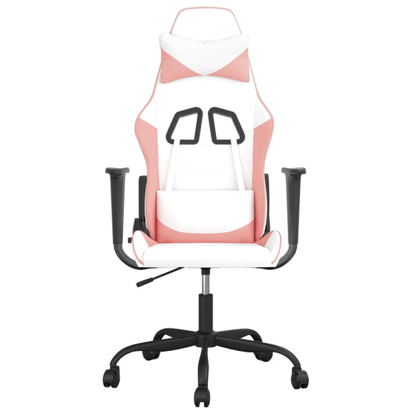 Gaming Stuhl mit Massage Weiß/Rosa