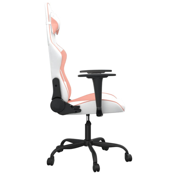 Gaming Stuhl mit Massage Weiß/Rosa