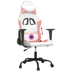 Gaming Stuhl mit Massage Weiß/Rosa