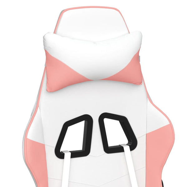 Gaming Stuhl mit Massage Weiß/Rosa