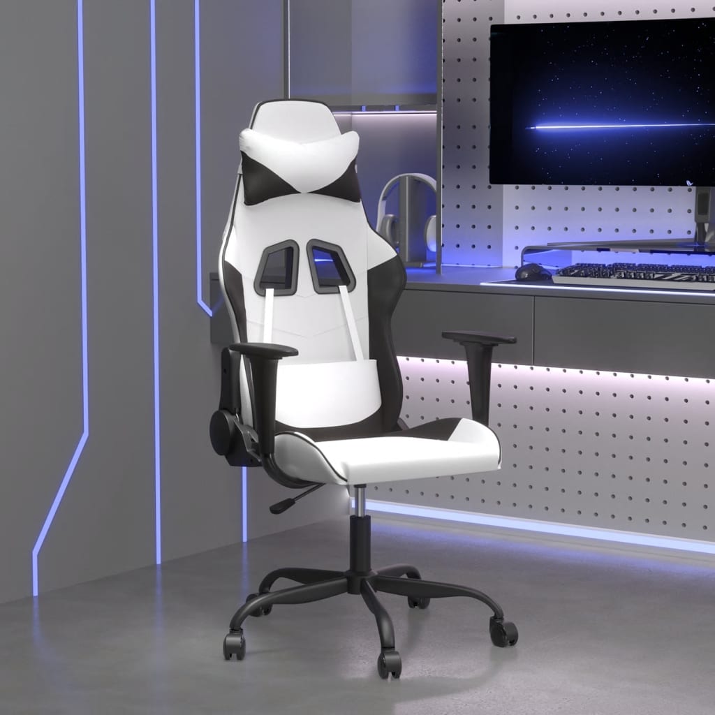 Gaming Stuhl mit Massage Weiß/Schwarz