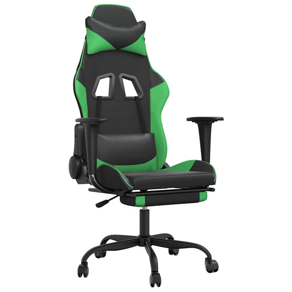 Gaming Stuhl mit Massage, Fußstütze Schwarz & Grün