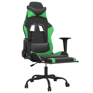 Gaming Stuhl mit Massage, Fußstütze Schwarz & Grün