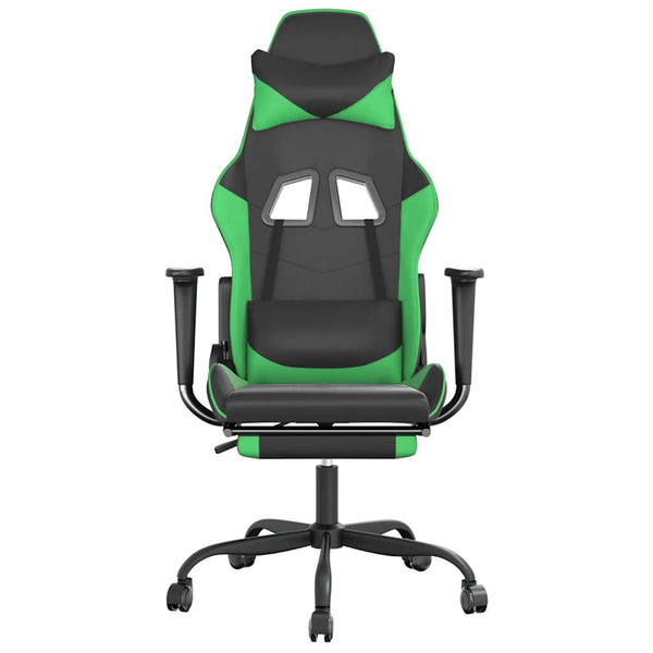 Gaming Stuhl mit Massage, Fußstütze Schwarz & Grün