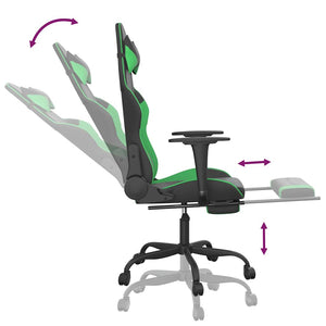 Gaming Stuhl mit Massage, Fußstütze Schwarz & Grün
