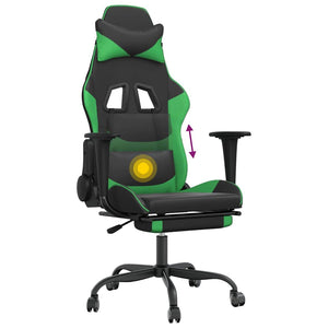 Gaming Stuhl mit Massage, Fußstütze Schwarz & Grün