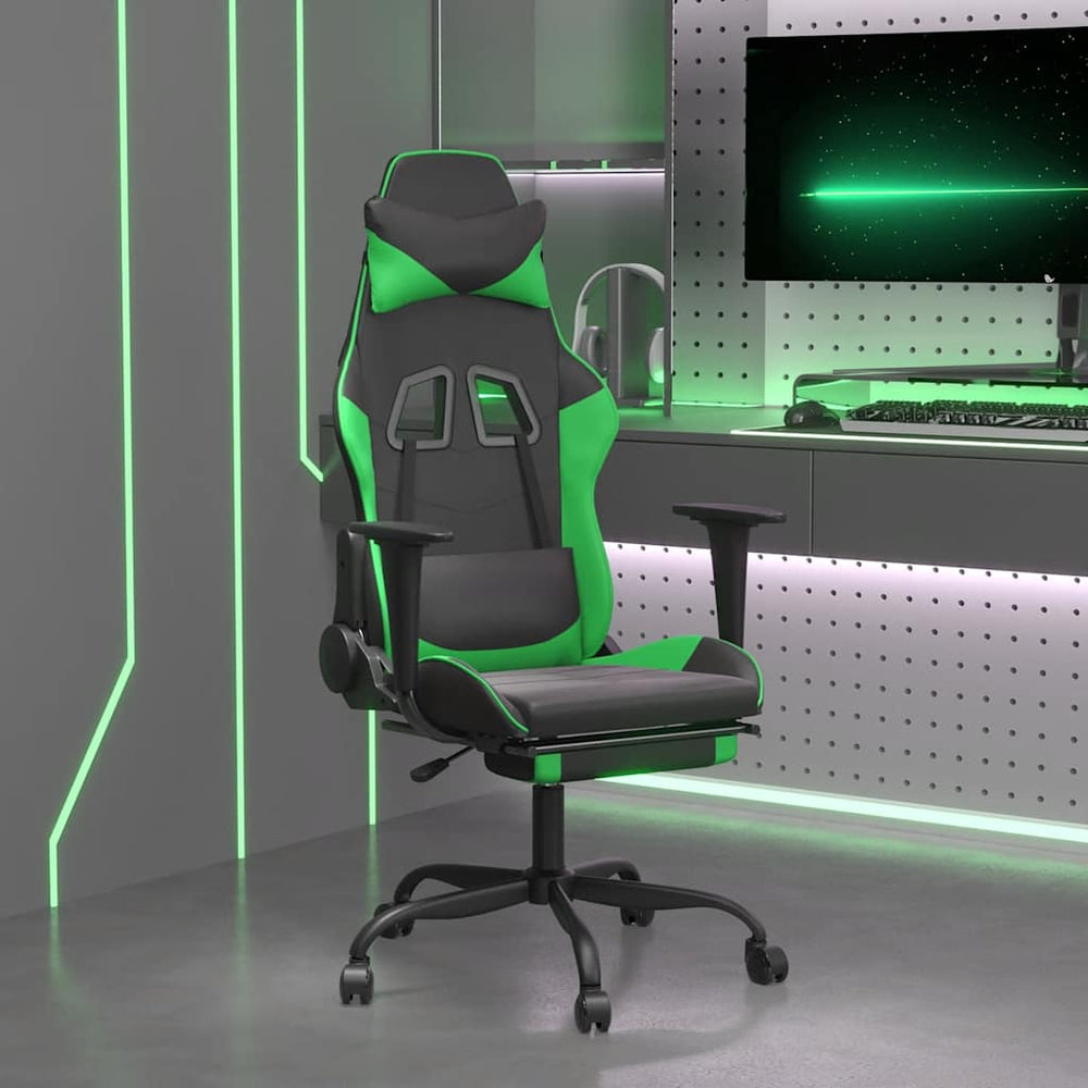 Gaming Stuhl mit Massage, Fußstütze Schwarz & Grün