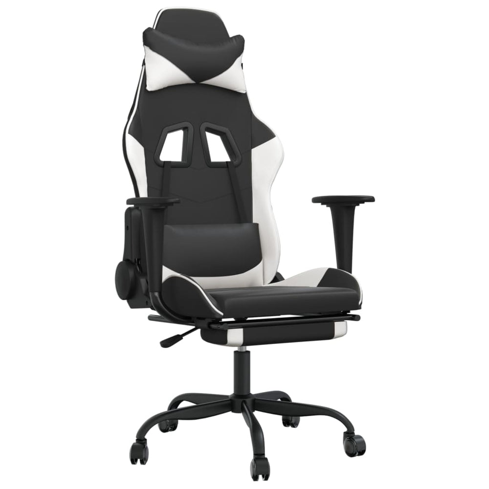 Gaming Stuhl mit Massage Schwarz/Weiß