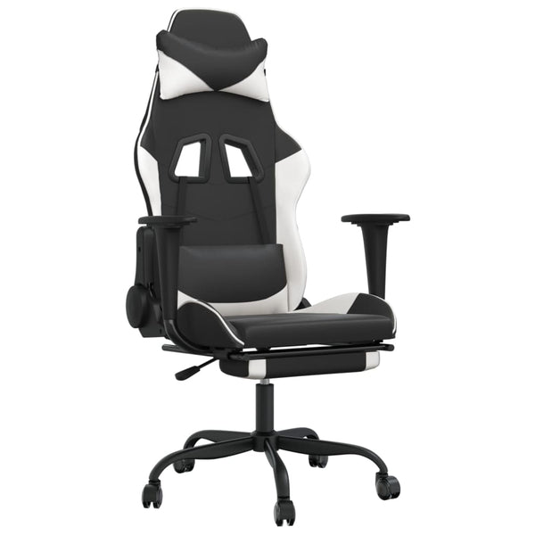 Gaming Stuhl mit Massage Schwarz/Weiß